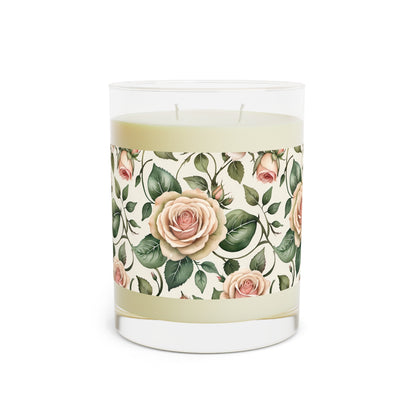 Watercolor Roses Scented Candle 4 - Full Glass, 11oz