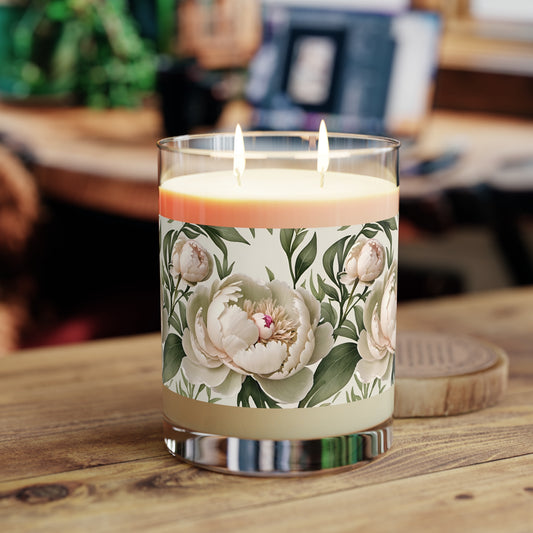 Peony Blossom Scented Candle - Full Glass, 11oz