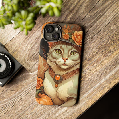 Halloween Alphonse Mucha Tough Phone Cases (A gentleman cat)