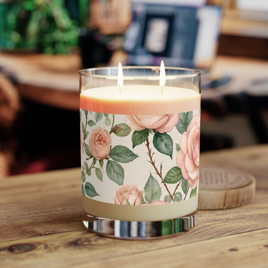 Watercolor Roses Scented Candle 2 - Full Glass, 11oz
