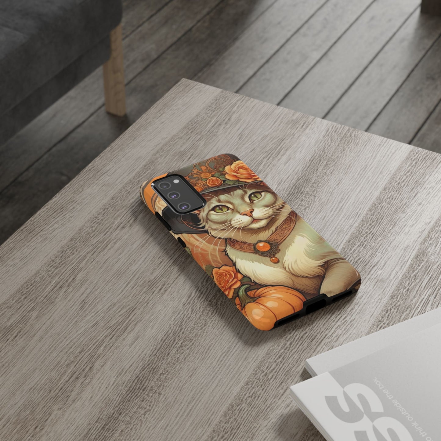 Halloween Alphonse Mucha Tough Phone Cases (A gentleman cat)