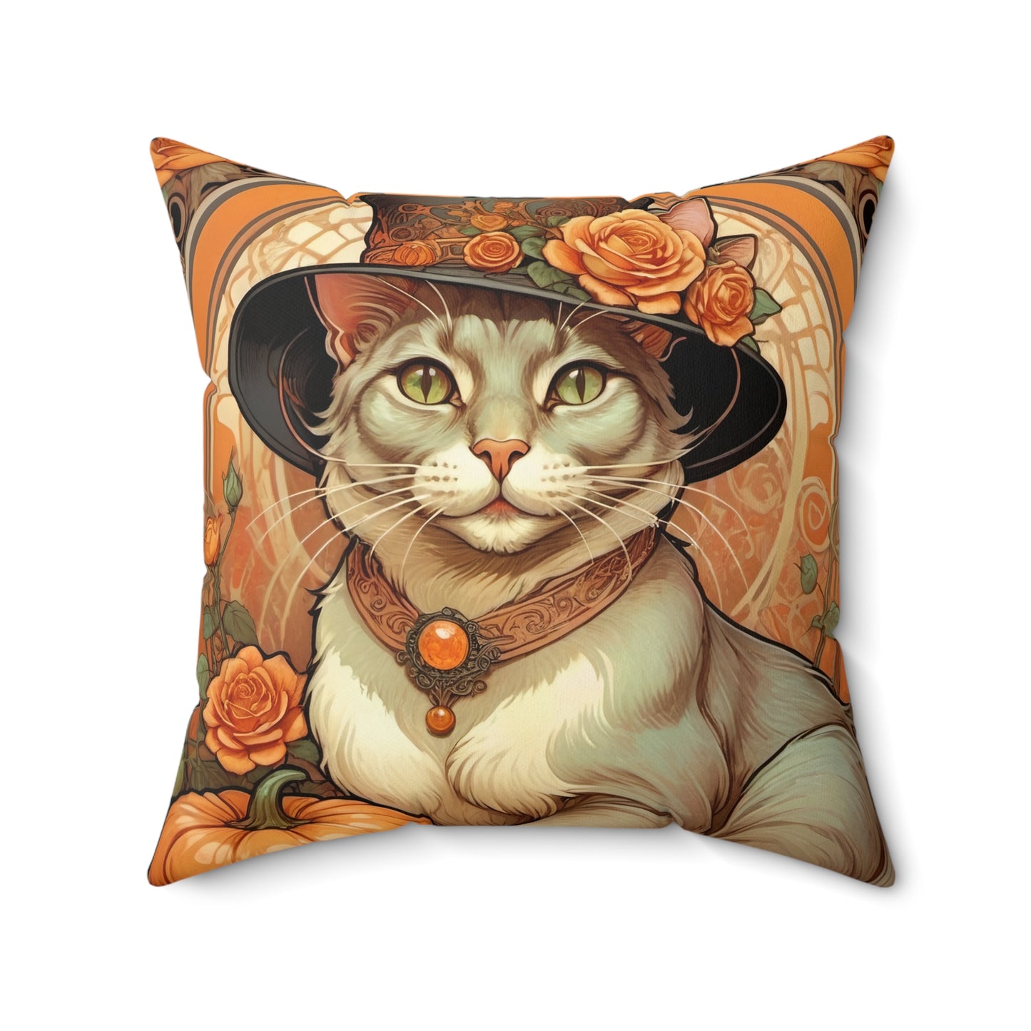 Halloween Art Nouveau Cat Pillow