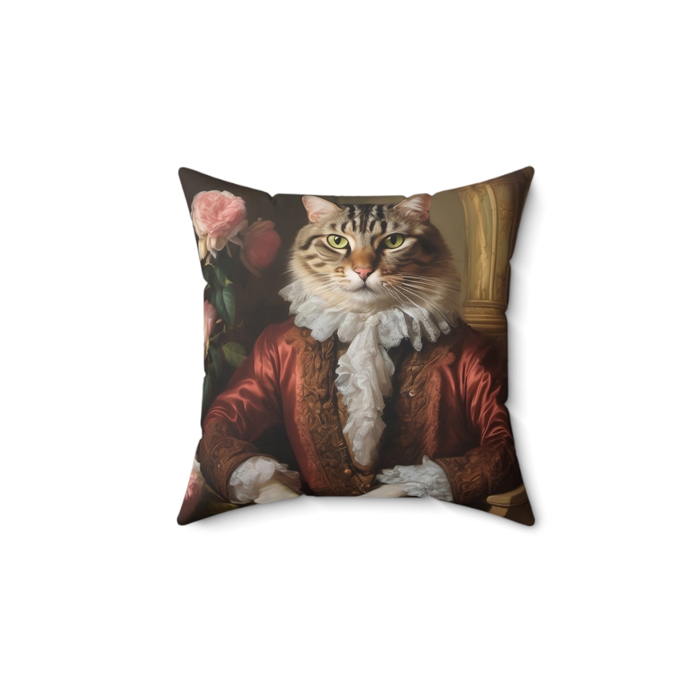 Rococo Cat Square Pillow (A Gentleman)