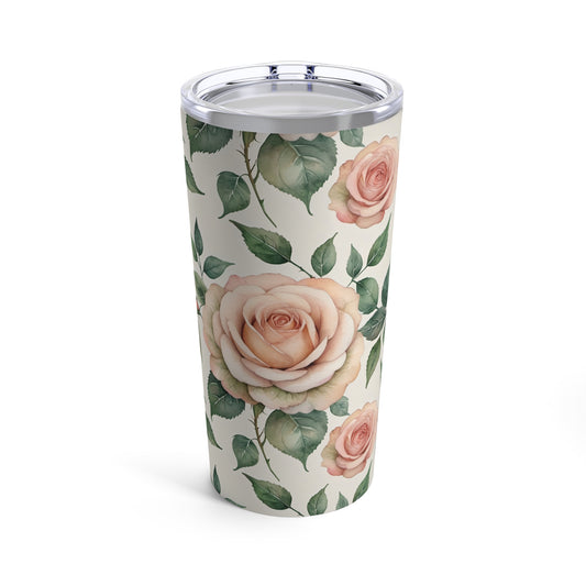 Watercolor Pink Roses Tumbler 20oz 2