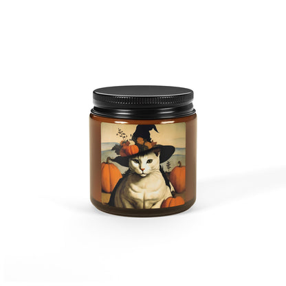 Halloween Piero Della Francesca Cat Scented Soy Candle (Amber Jar)