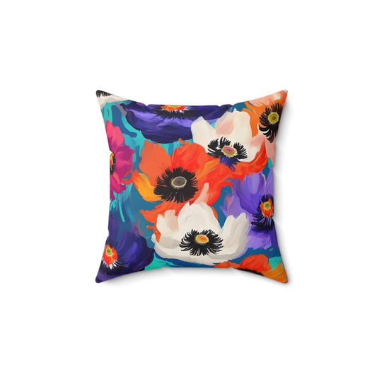 Fauvism inspired Colorful Anemones Square Pillow