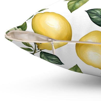 Rococo Blooming Lemons White Square Pillow