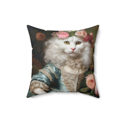 Rococo Cat Square Pillow (A Lady)