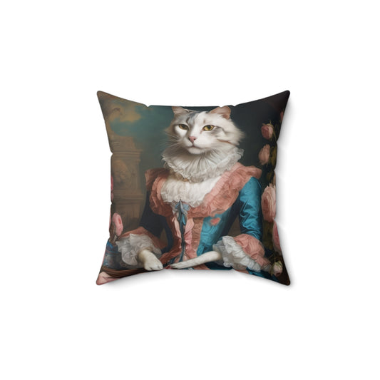 Rococo Cat Square Pillow (A Lady)