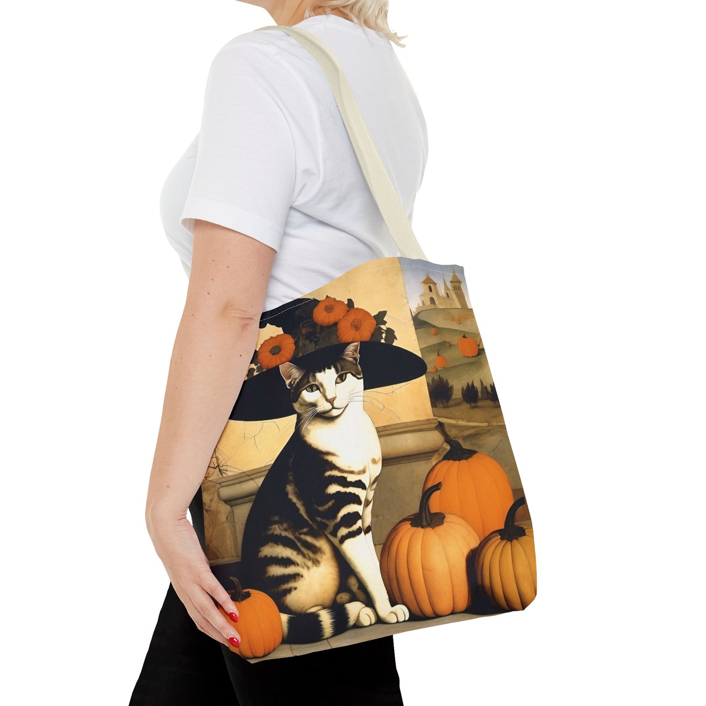 Halloween Piero della Francesca Renaissance Cat Tote