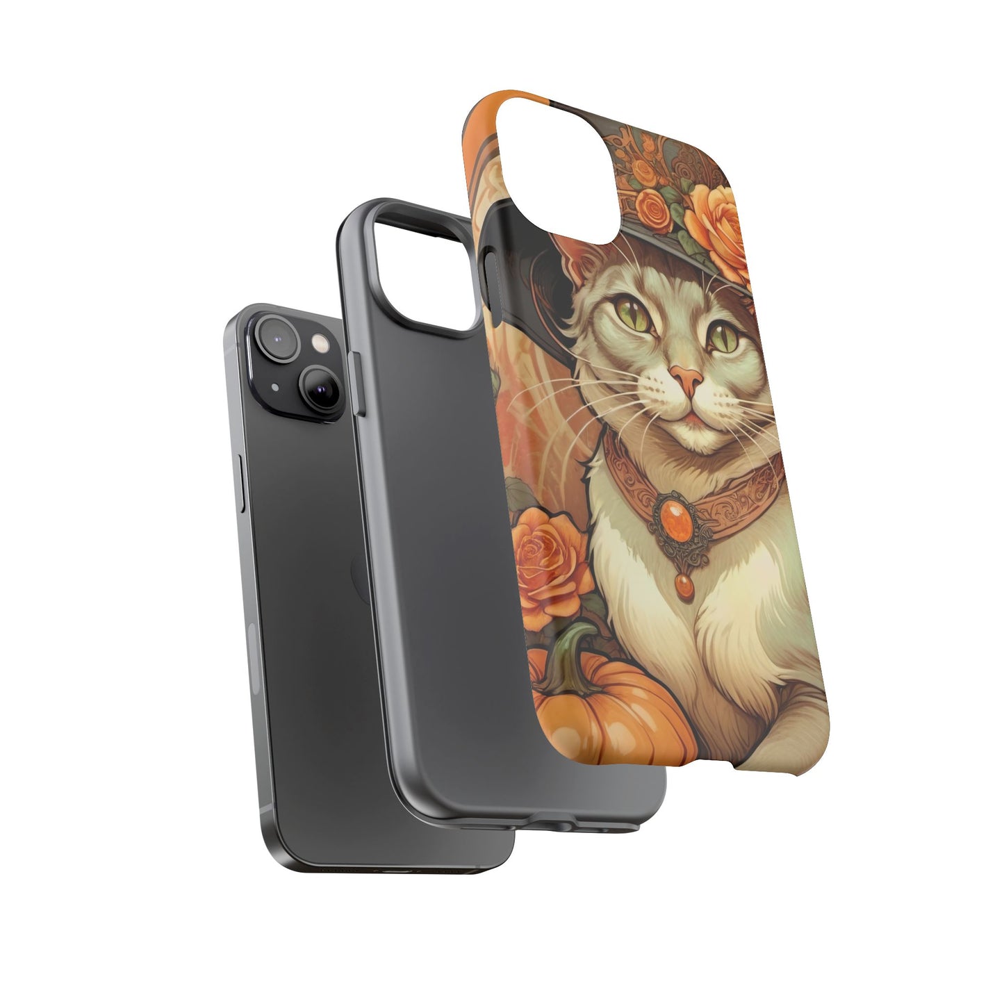 Halloween Alphonse Mucha Tough Phone Cases (A gentleman cat)
