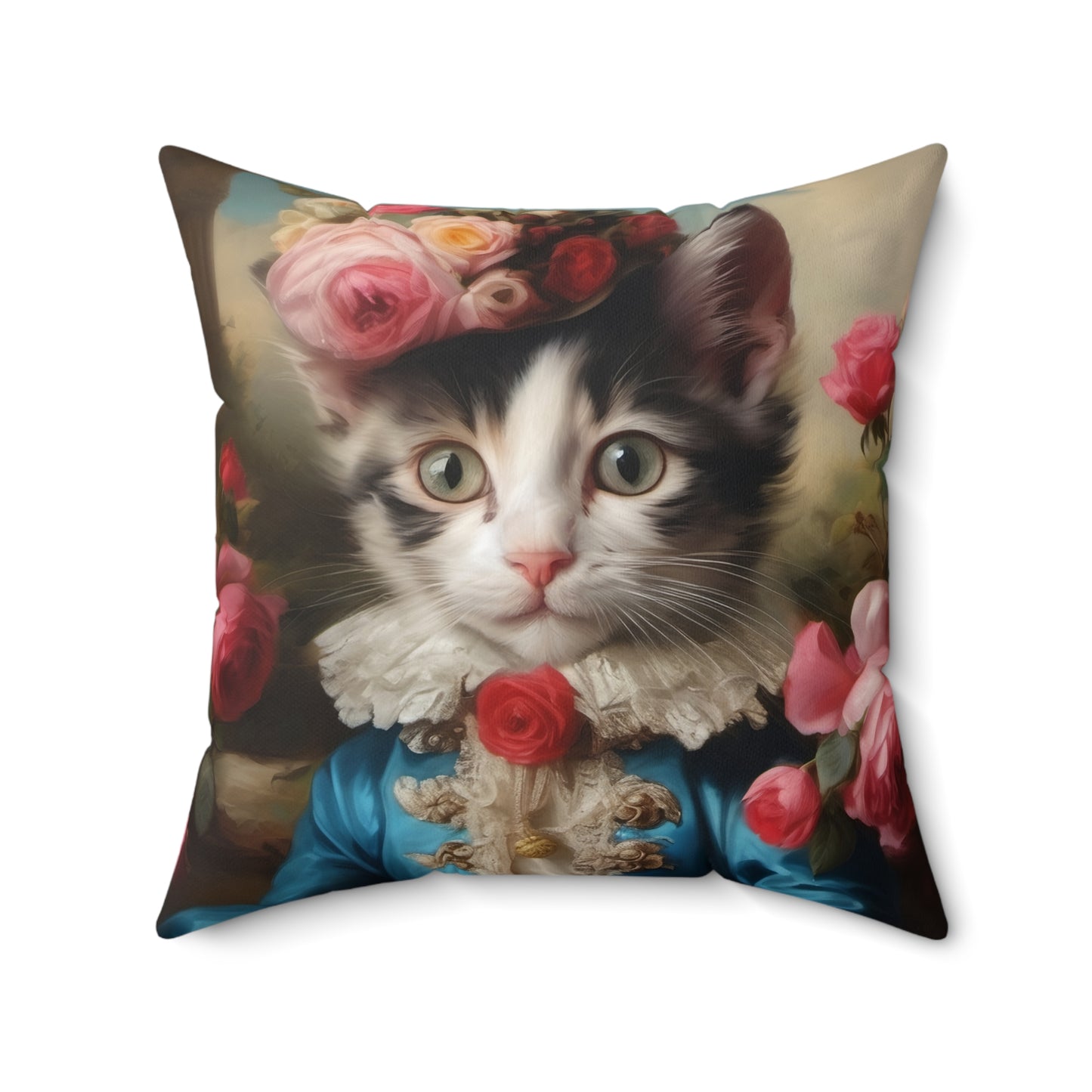 Rococo Cat Square Pillow (A Kitten)