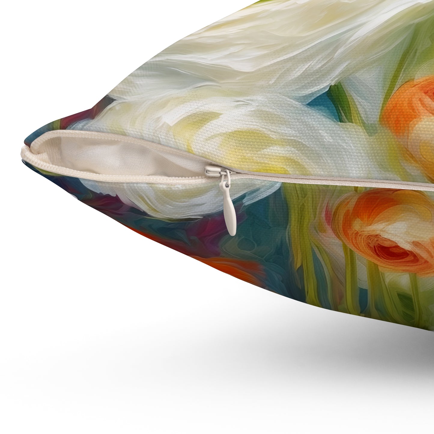 Claude Monet inspired White Ranunculus Square Pillow