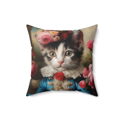 Rococo Cat Square Pillow (A Kitten)