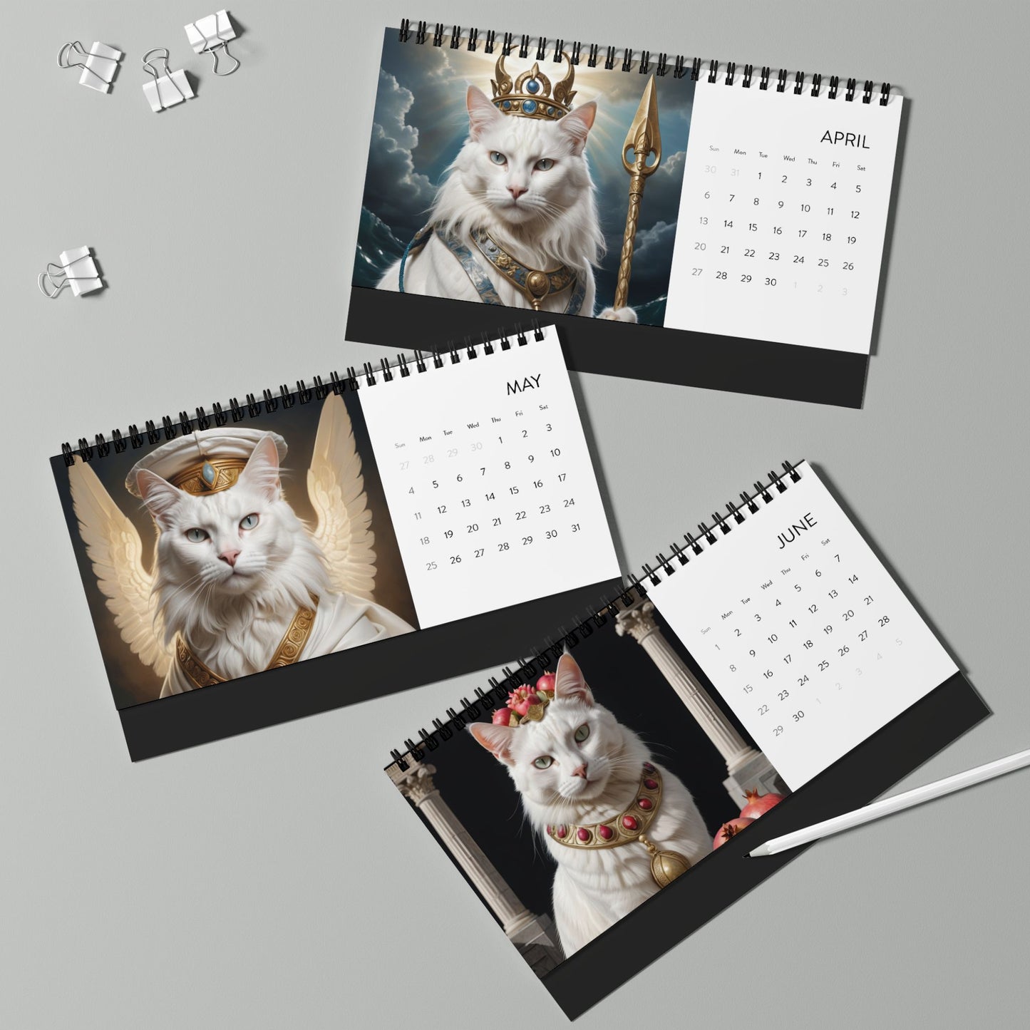 Cats of Olympus Desktop Calendar (2025 grid)