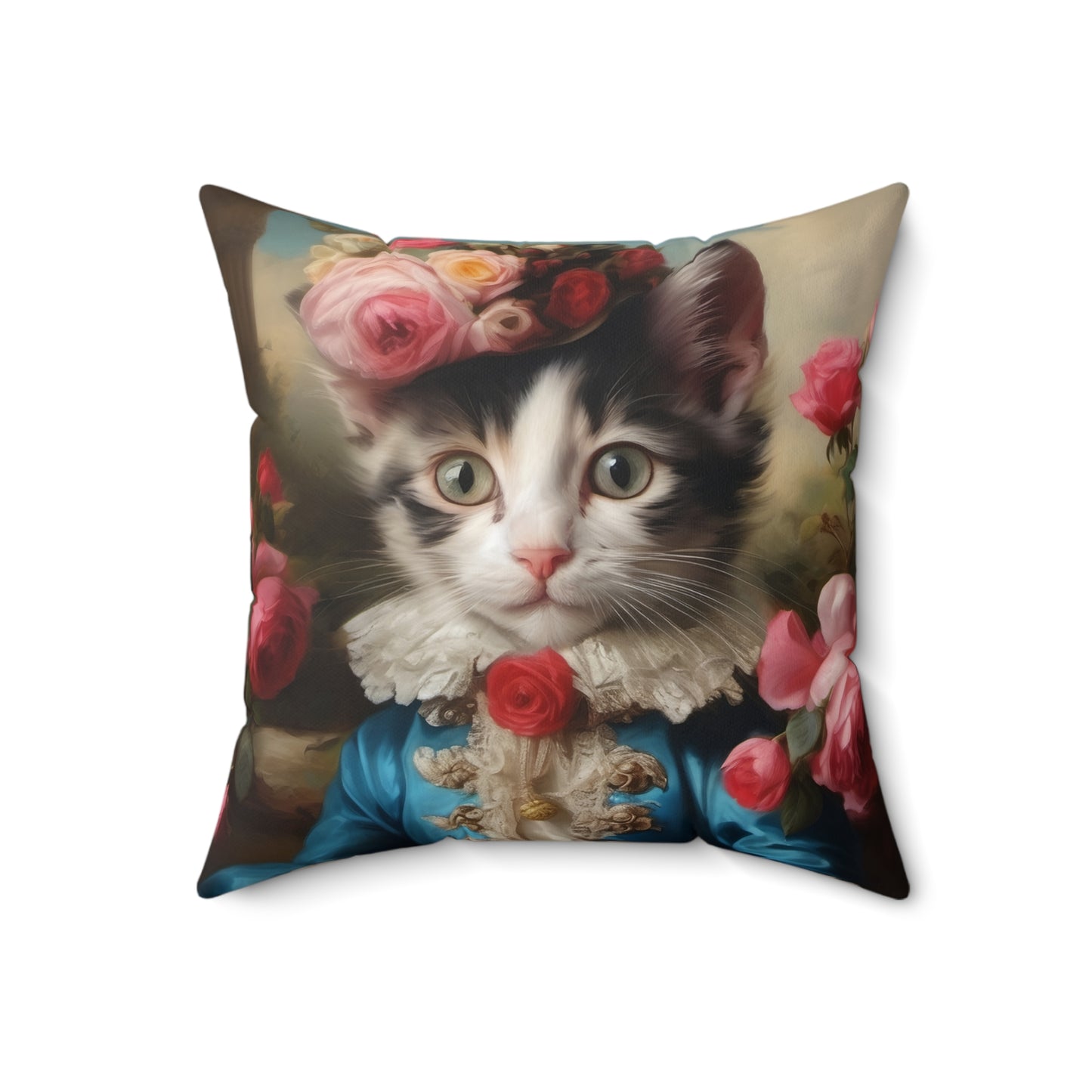 Rococo Cat Square Pillow (A Kitten)