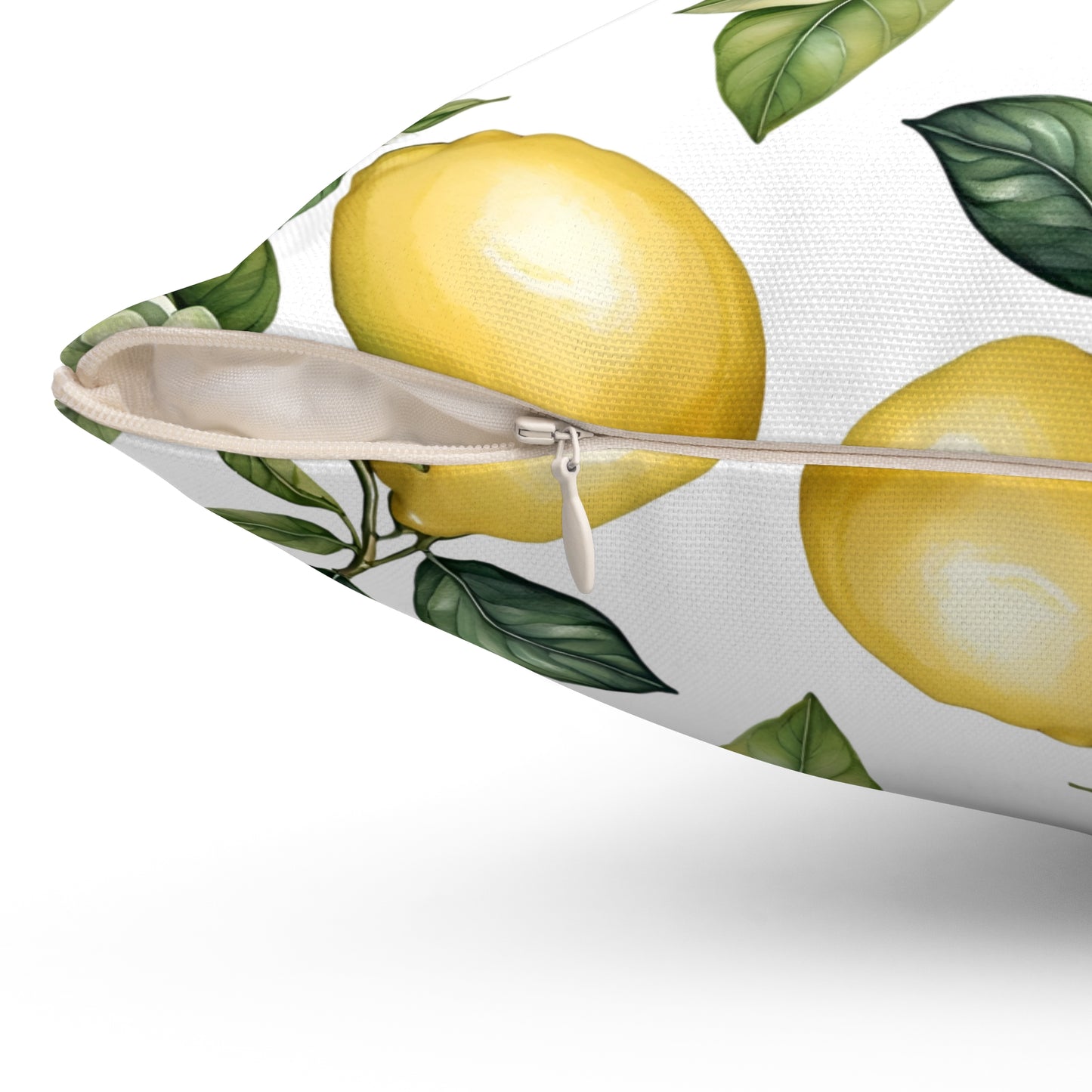 Rococo Blooming Lemons White Square Pillow