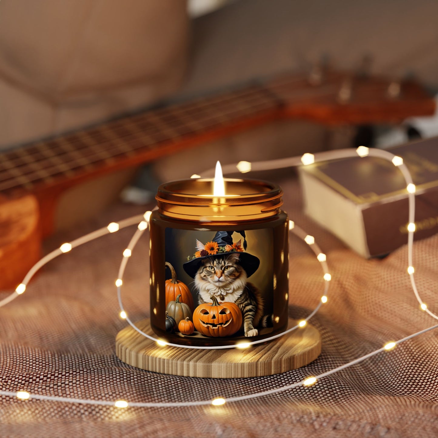 Halloween Rembrandt Cat Scented Soy Candle (Amber Jar)