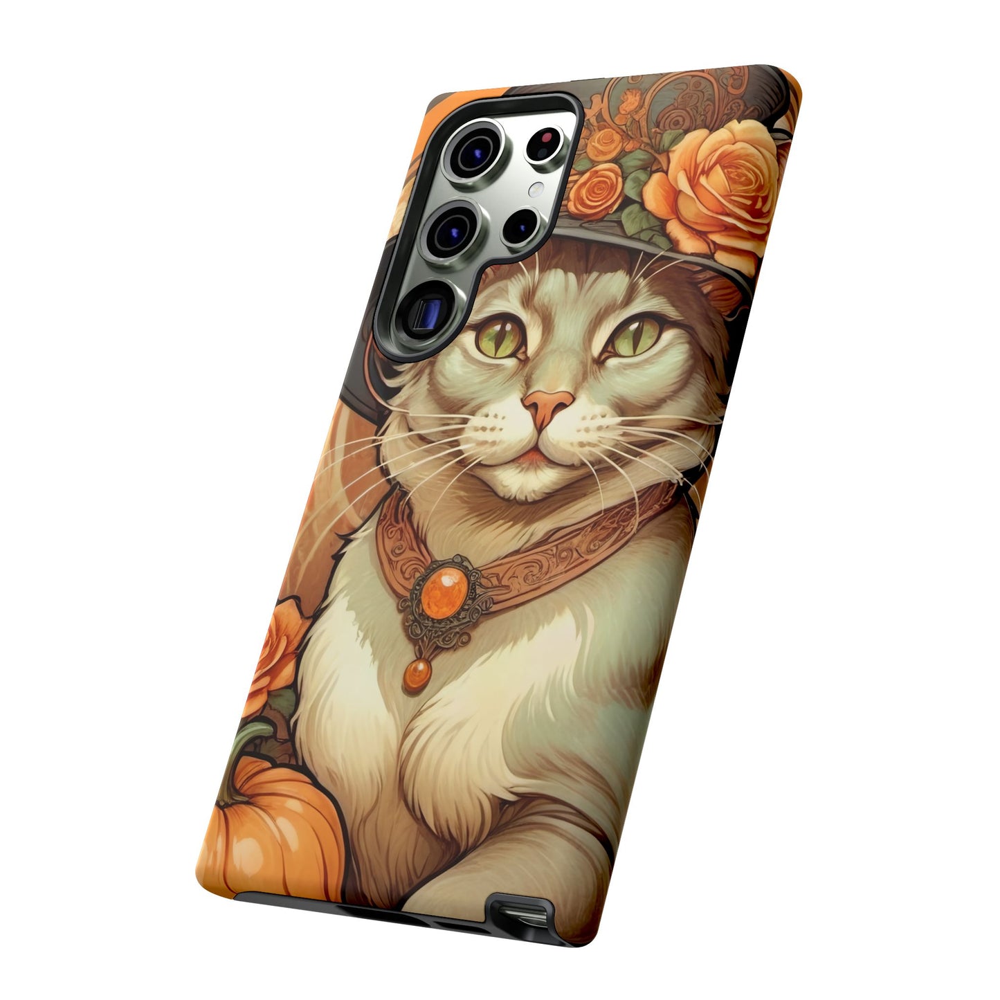 Halloween Alphonse Mucha Tough Phone Cases (A gentleman cat)