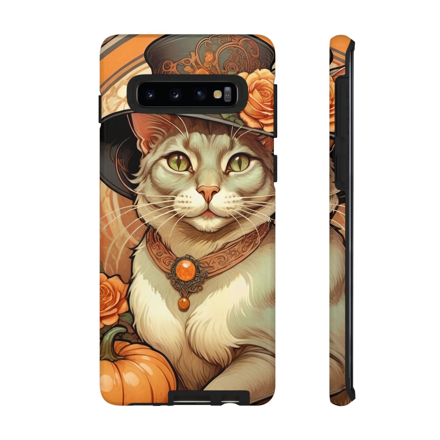 Halloween Alphonse Mucha Tough Phone Cases (A gentleman cat)