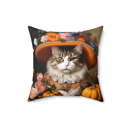 Halloween Rococo Cat Square Pillow