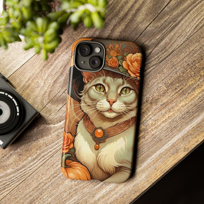 Halloween Alphonse Mucha Tough Phone Cases (A gentleman cat)