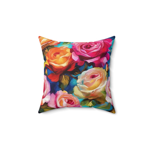 Fauvism inspired Colorful Roses Square Pillow