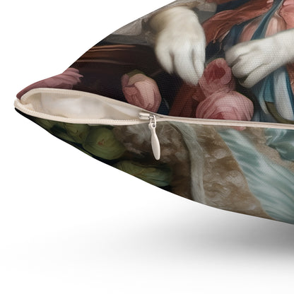 Rococo Cat Square Pillow (A Lady)