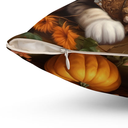 Halloween Rococo Kitten Square Pillow