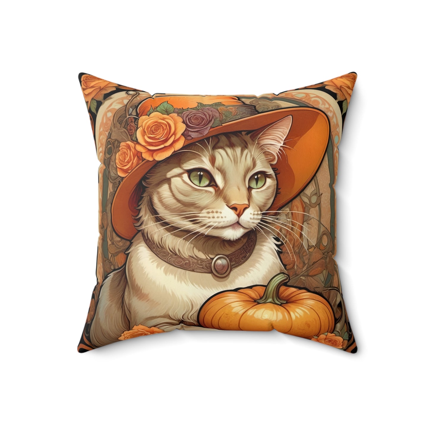 Halloween Art Nouveau Cat Pillow