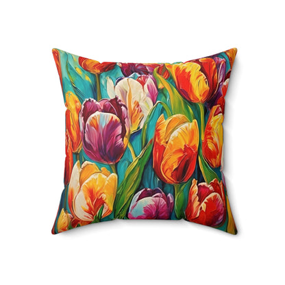 Vincent Van Gogh inspired Colorful Tulips Square Pillow