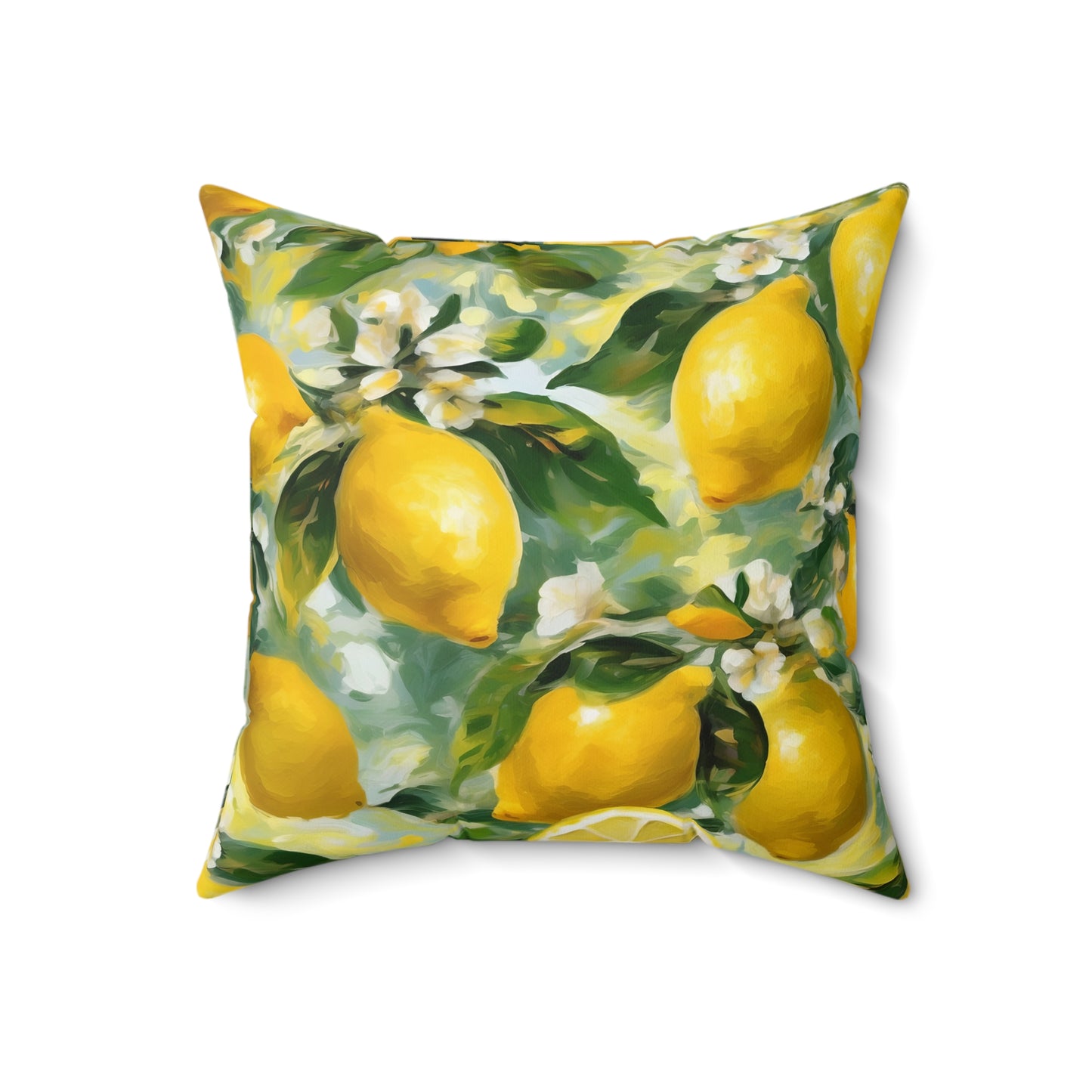 Claude Monet inspired Blooming Lemons Square Pillow