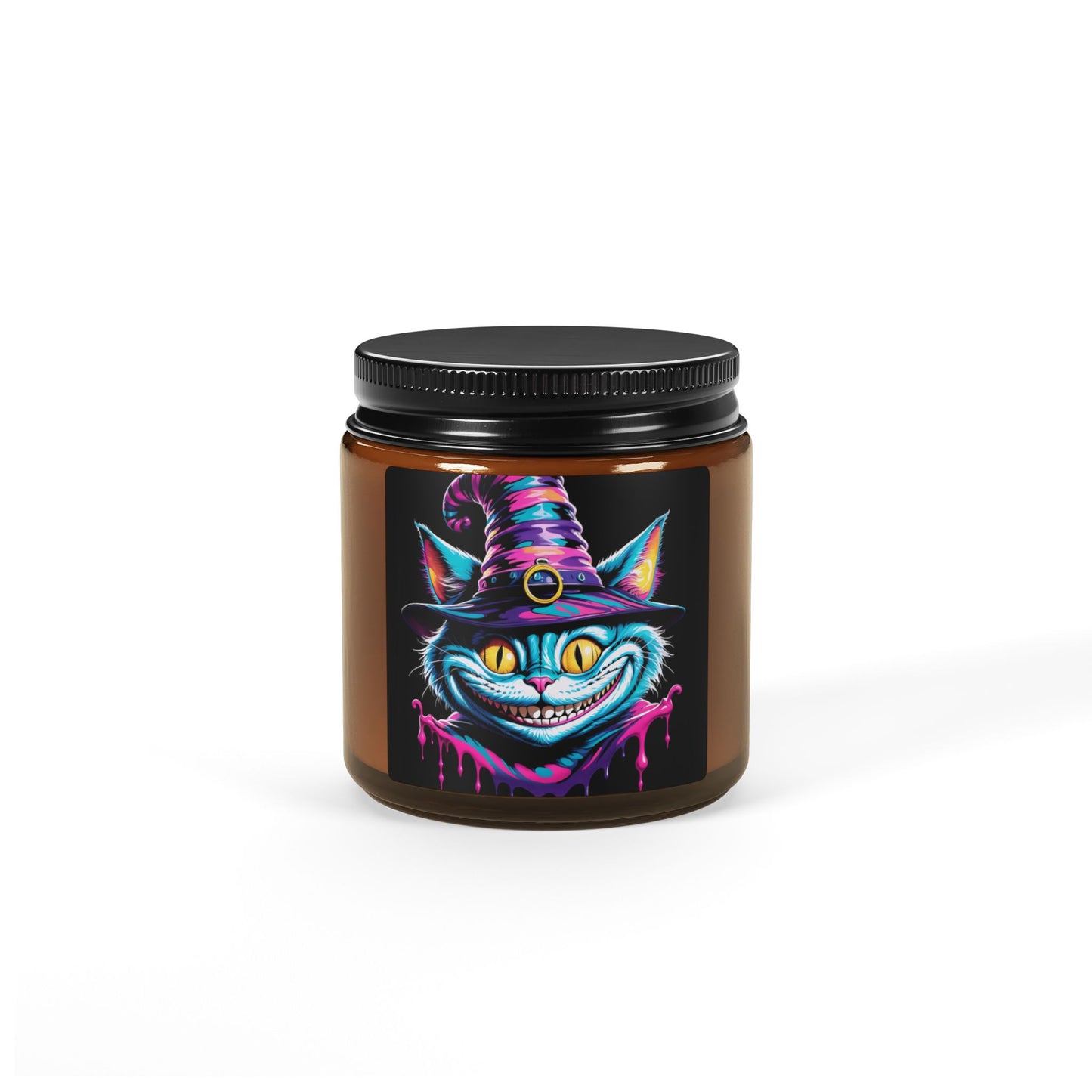 Halloween Cheshire Cat Scented Soy Candle (Amber Jar)