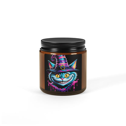 Halloween Cheshire Cat Scented Soy Candle (Amber Jar)