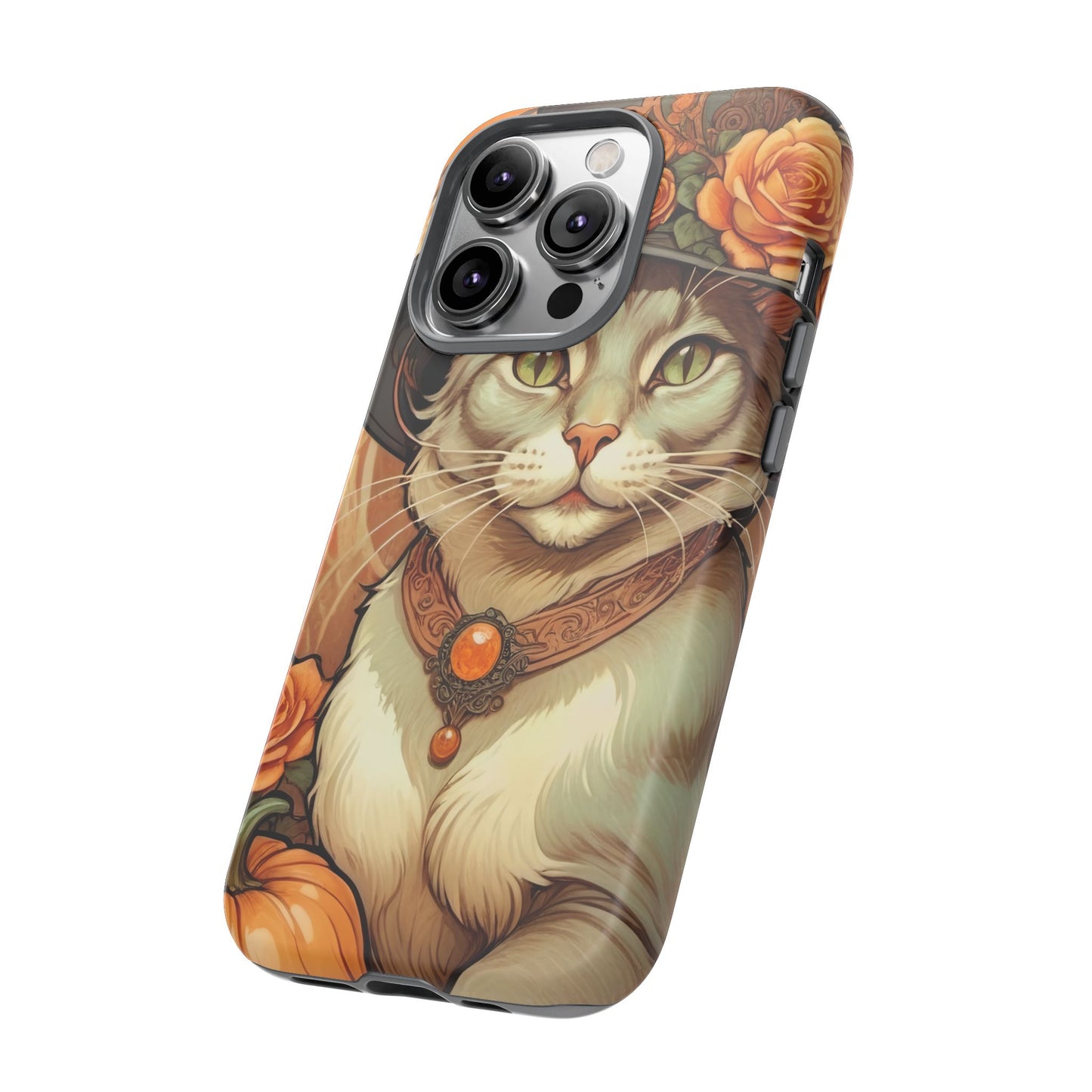 Halloween Alphonse Mucha Tough Phone Cases (A gentleman cat)