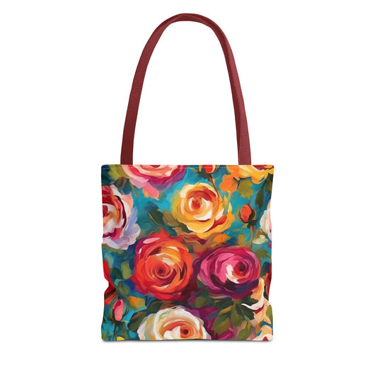 Claude Monet inspired Colorful Garden Roses Tote Bag