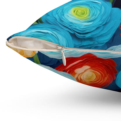 Claude Monet inspired Blue Ranunculus Square Pillow