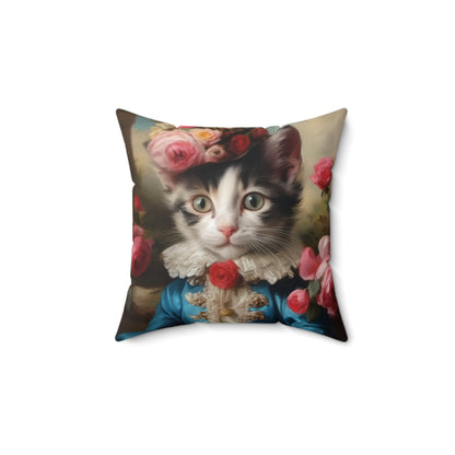 Rococo Cat Square Pillow (A Kitten)