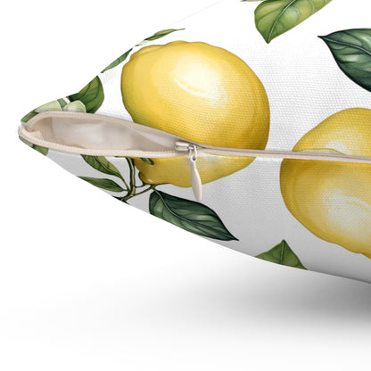 Rococo Blooming Lemons White Square Pillow