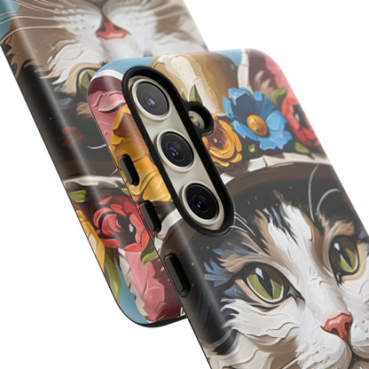 Oil Painting Cat Tough Phone Cases (A Lady)