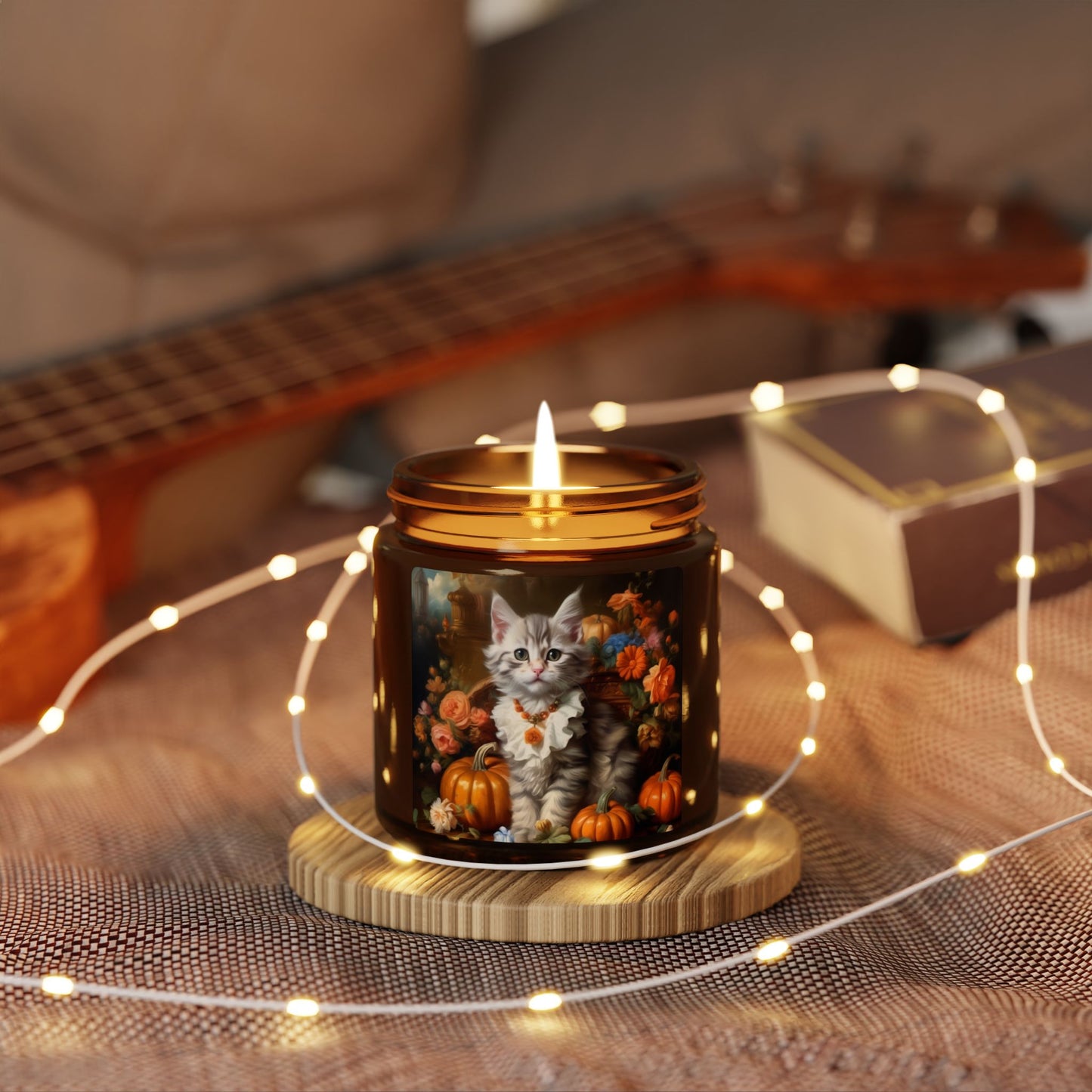 Halloween Rococo Cat Scented Soy Candle (Amber Jar)