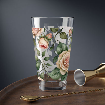 Watercolor Roses Mixing Glass, 16oz