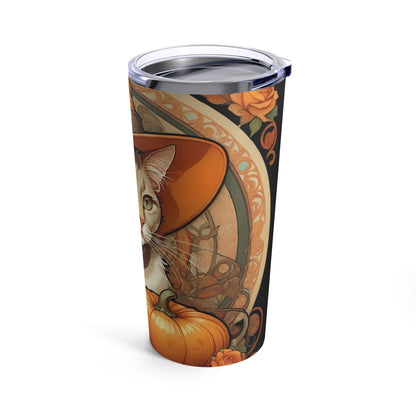 Halloween Art Nouveau Cat Tumbler 20oz Black