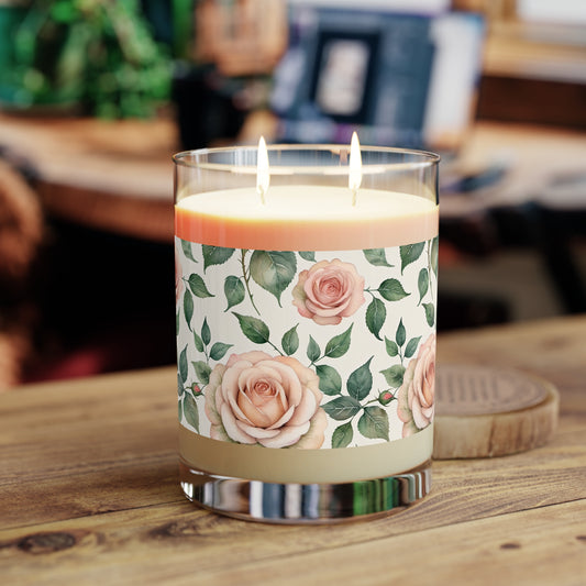 Watercolor Roses Scented Candle 3 - Full Glass, 11oz