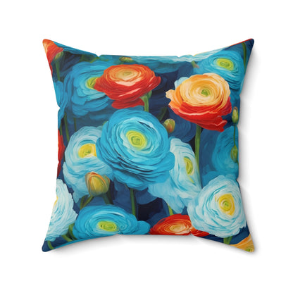 Claude Monet inspired Blue Ranunculus Square Pillow