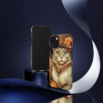 Halloween Alphonse Mucha Tough Phone Cases (A gentleman cat)