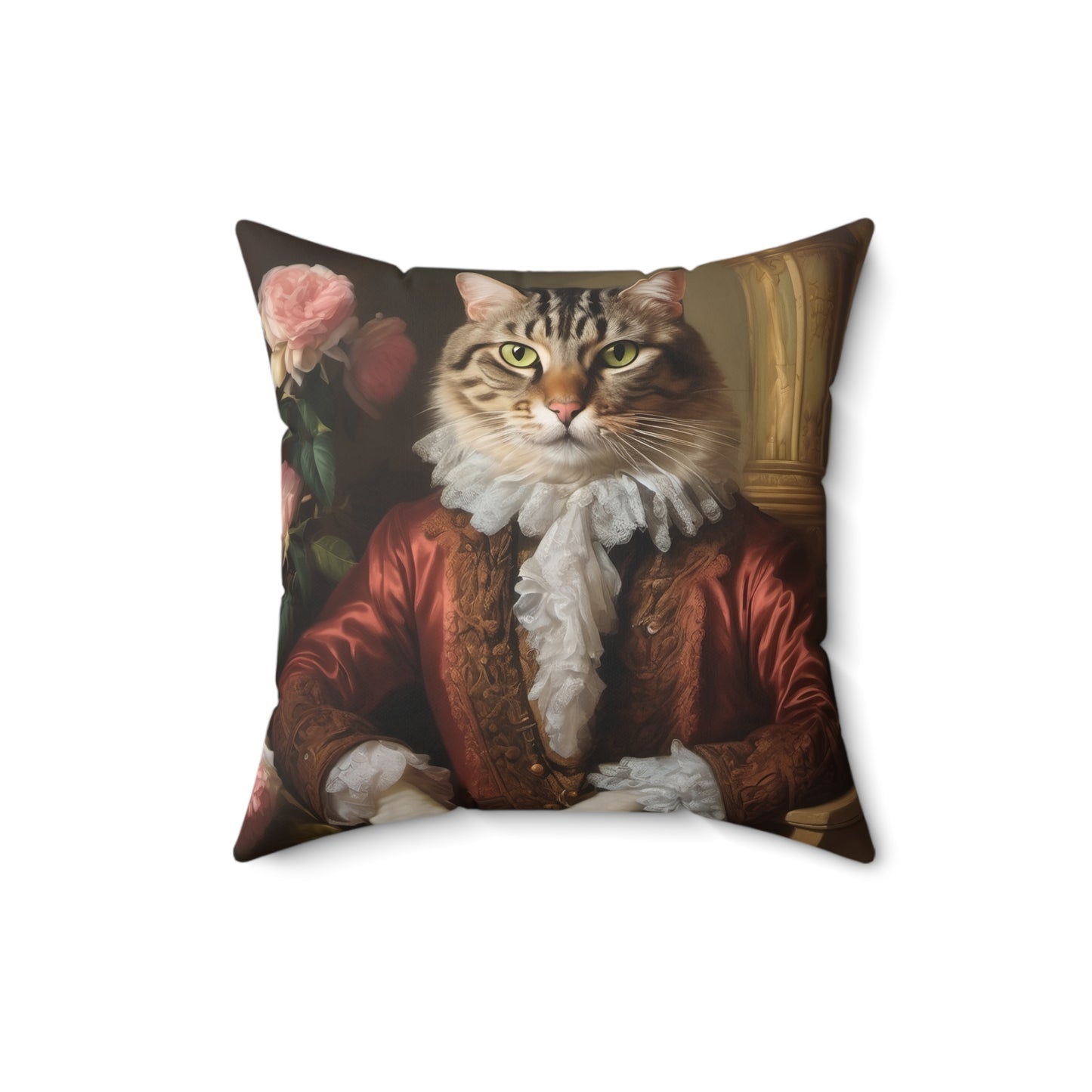 Rococo Cat Square Pillow (A Gentleman)