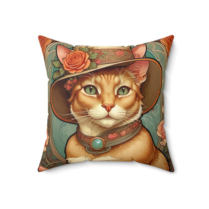 Art Nouveau Cat Square Pillow