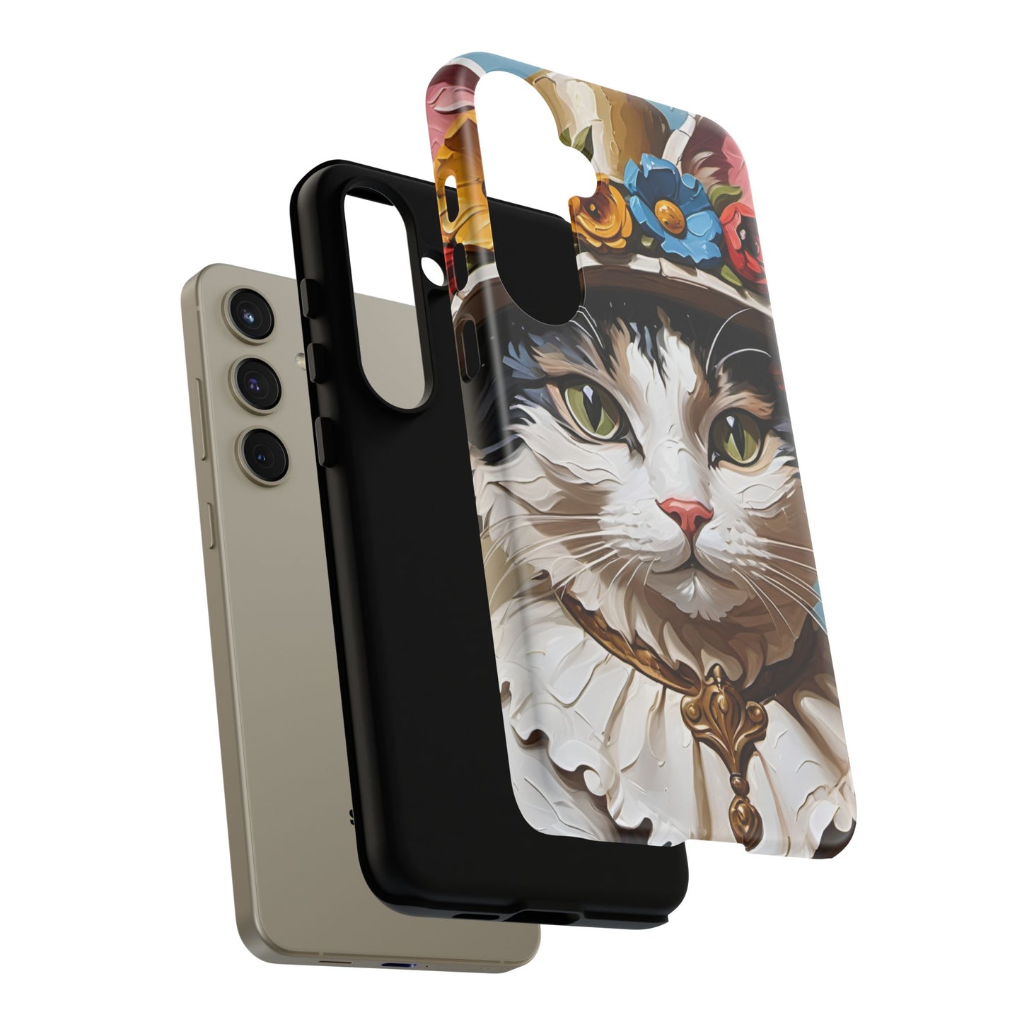 Oil Painting Cat Tough Phone Cases (A Lady)
