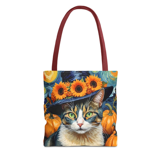 Van Gogh-Inspired Halloween Cat Tote